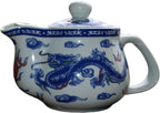 Teapot 14oz Blue White Dragon Stainless Filter Wire Infuser for Loose Tea (Dragon Phoenix pot)