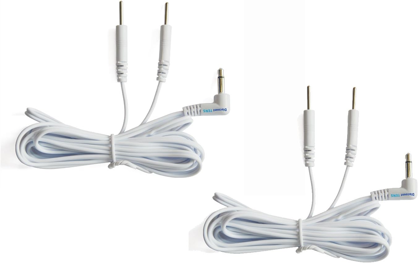 Discount TENS - Lead Wires, 3.5mm Plug to 2 2mm Pin Connectors (2). Durable, Flexible, Long Lasting.