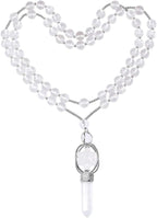 SUNYIK Natural Spinning Merkaba Star Chakra Pendant Necklace for Women Men, Hexagonal Prisms Stone Point Reiki Healing Crystal Magic Wand, 13.5"-14.5" Strand