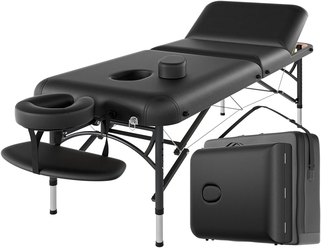 CLORIS 84" Professional Massage Table Portable 3 Folding Lightweight Facial Salon Spa Tattoo Bed Height Adjustable with Carrying Bag & Aluminium Leg Hold Up to 1100LBS