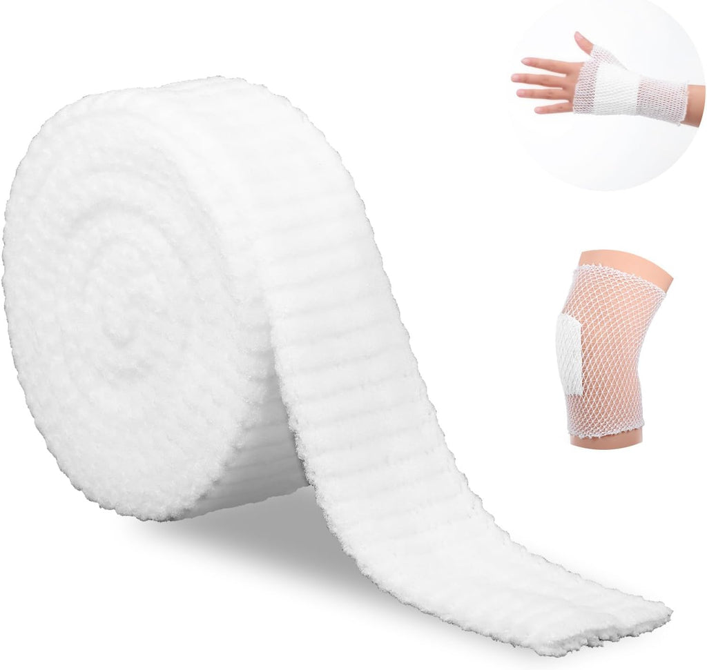 2 Rolls Tubular Bandage 1.5inch Stockinette Tubing for Arm Legs Elastic Net Tubular Support Bandage Reusable Sleeve Stretch Dressing Retainer Gauze Sleeve for Arm Knees Legs