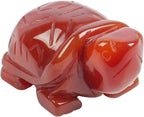 Carnelian Gemstone Turtle Crystal Statue, 2 Inches Natural Palm Healing Stone Carved Figurine Home Decor