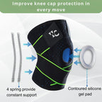 Wonder Care Knee Brace for men/women with patella Gel Pads & Anti-Slip Silicone strip Support best Knee brace for Pain, Knee Brace with Side Stabilizers, Adjustable Patella Compression Knee support