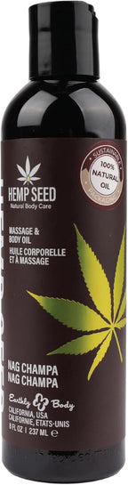 Hemp Seed Massage & Body Oil - 8 fl. oz. - Nourishing, Moisturizing Massage Oil - Hemp Seed, Apricot, Grapeseed & Sweet Almond Oil - Vegan & Cruelty Free