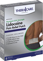 Thera|Care Maximum Strength OTC Pain Relief Patch | 4% Lidocaine Patch | 3.9” x 5.5” | 6-Count Box