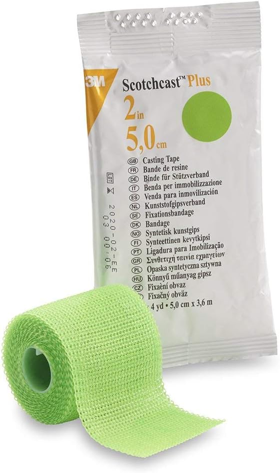 Scotchcast Plus Cast Tape 2 Inch X 12 Foot Fiberglass Bright Green, 82002V - Box of 10