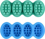 SJ Massage Soap Mold - 2 Pcs, 4 Cavities Silicone Soap Mold for Soap Making, Handmade Hair Brush Shampoo Bar Molds, Food Grade BPA Free(Blue and Green)
