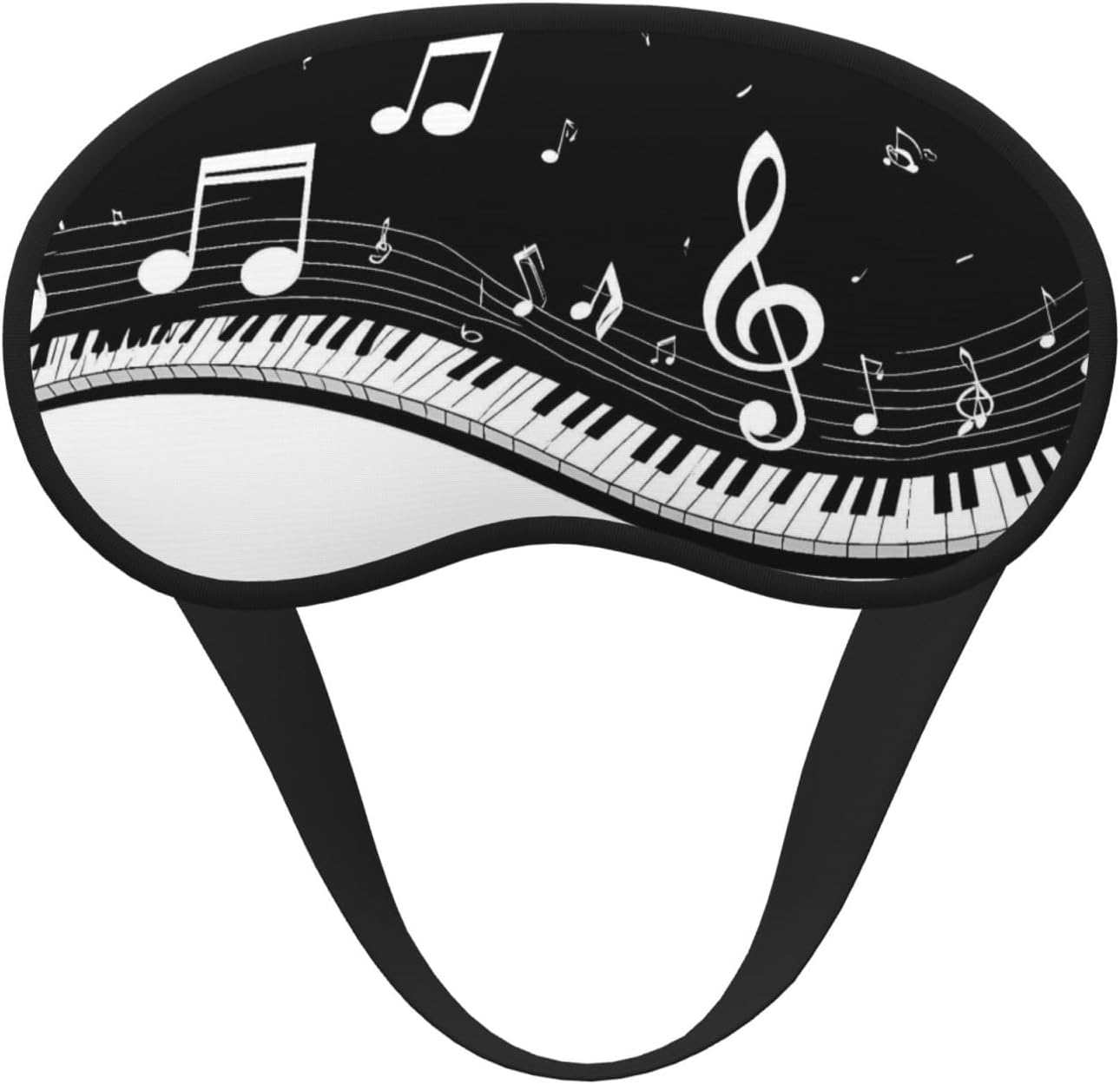 Piano Keys with Musical Notes Print Blackout Sleep Mask, Elastic Eye Cover for Rest and Travel