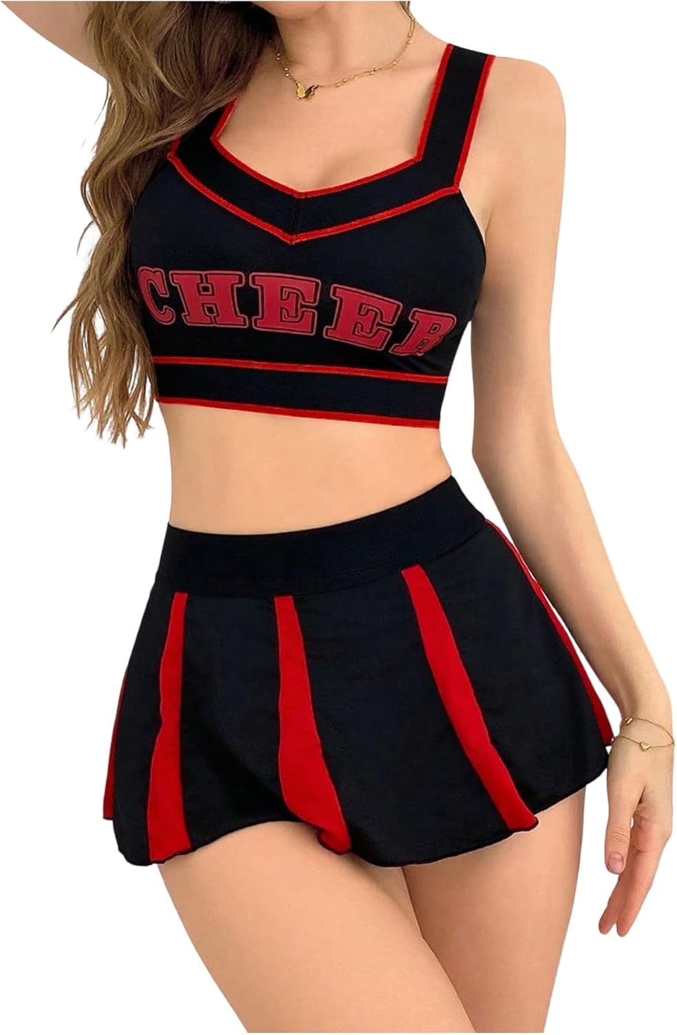 SHENHE Women's 2 Piece Cheerleader Costume 2 Piece Cosplay Lingerie Micro Skirt Roleplay Set