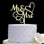 JIEEIN Mr & Mrs Cake Topper - Bride and Groom Sign Wedding, Engagement Cake Topper Decoration - Mirror Gold Acrylic