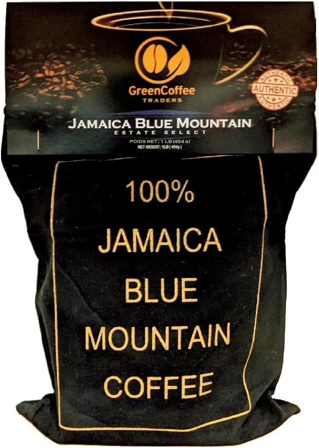 Green Coffee Traders 1LB. 100% Jamaica Jamaican Blue Mountain Roasted Coffee - City Roast, 1lb Bag