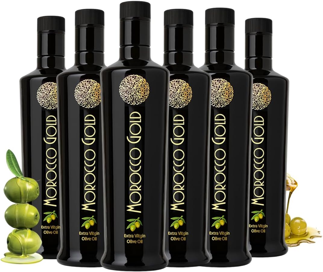 Morocco Gold Early Harvest Extra Virgin Olive Oil – Cold Pressed – Polyphenol Rich 652mg/kg EVOO Fresh Harvest Pure and Natural. 6 x 500ml (6 Bottles For The Price Of 5)