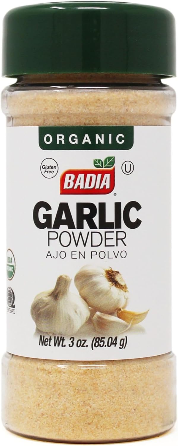 Badia Organic Garlic Powder, 3 oz – Premium Garlic Powder, Freshly Ground & Flavorful