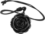 Nupuyai Hand Carved Flower Stone Pendant Necklace for Women, Handcraft Rose Pendant with Chain for Mom Adjustable 27.5"