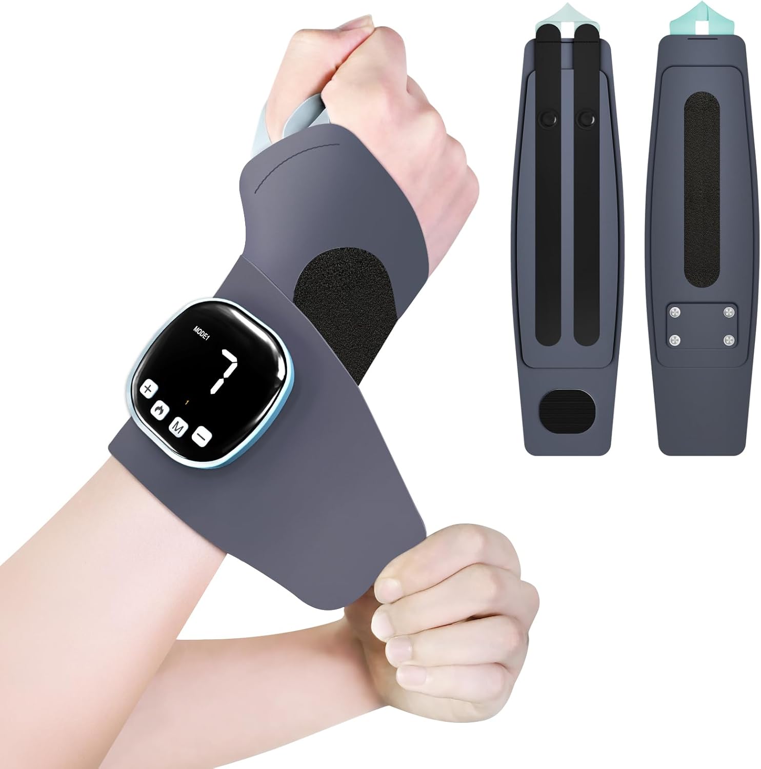 Electric Hand Massager with Heat, Cordless Wrist Heating Pad TES Muscle Stimulator for Pain Relief Therapy, Adjustable Length for Daily & Sports, Universal Left & Right