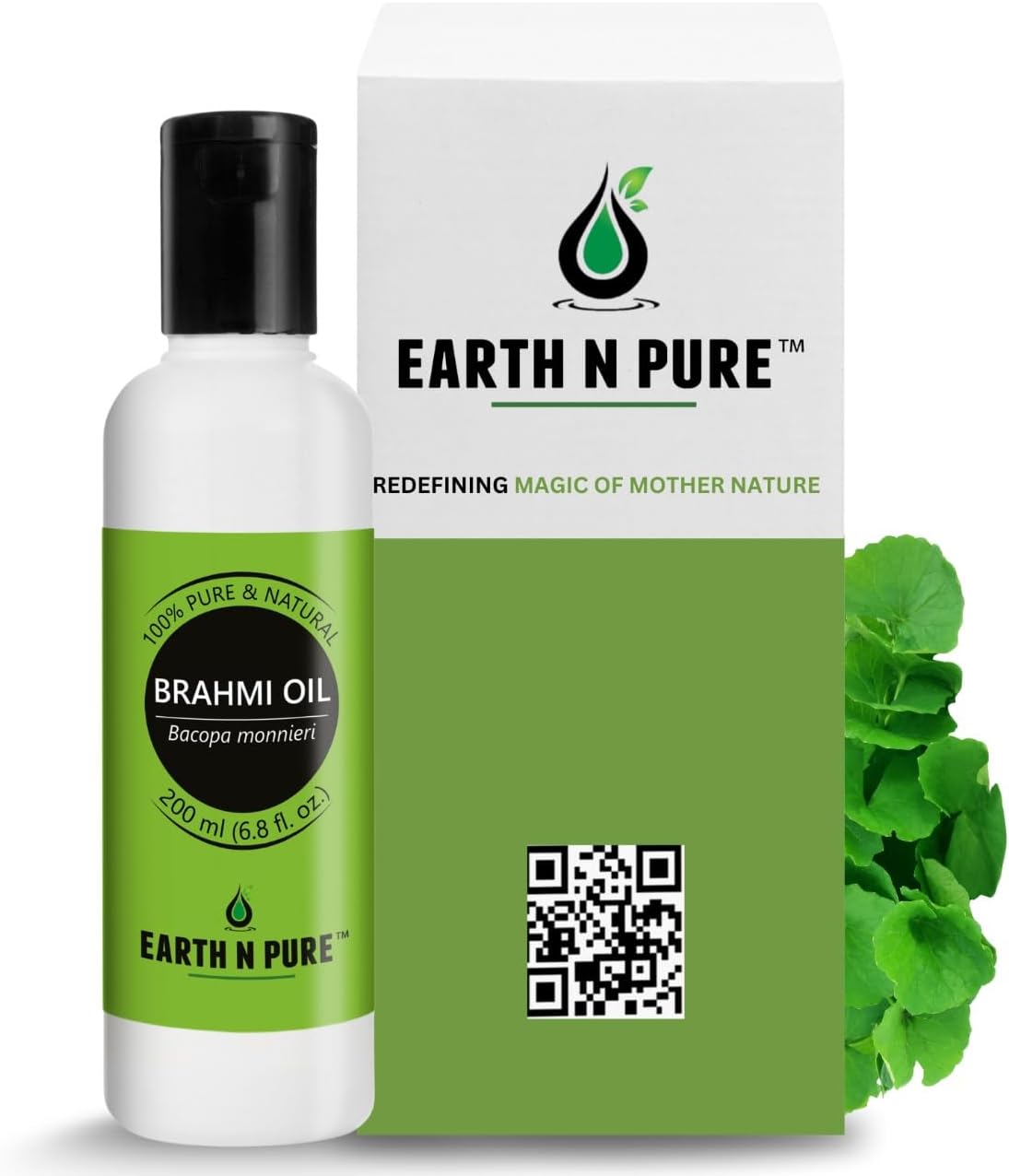 Earth N Pure Brahmi Oil for Hair, Cold Pressed, Natural and Therapeutic Grade - 200 ML