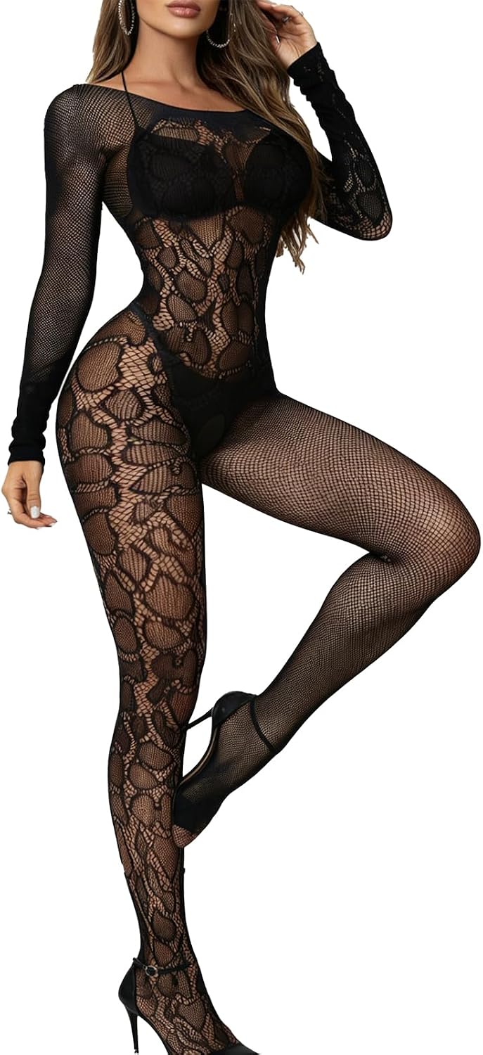 Buitifo Womens Sexy Tights Lingerie Body Stockings Mesh Bodysuit Jumpsuit Nightwear
