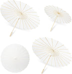 SAYAYA 3 Pack White Paper Umbrellas for Weddings, 33" & 23.6" DIY Oiled Paper Parasols Bulk Set, Chinese Japanese Parasol for Party Decor, Photography Props, Bridal Shower Crafts, Family Events