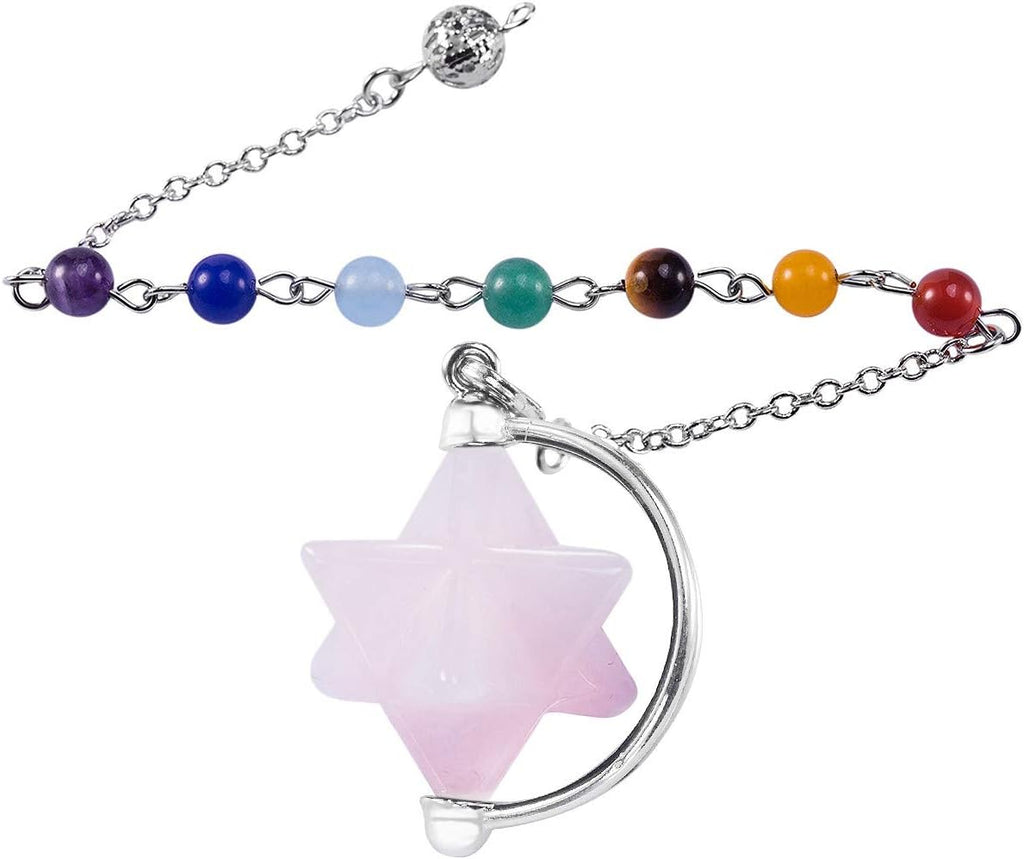 SUNYIK Stone Merkaba Star Pendulum, Crystal Point Healing Reiki Dowsing Wicca Divination Tool
