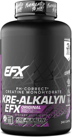 EFX Sports Kre-Alkalyn EFX | pH Correct Creatine Monohydrate Pill Supplement | Strength, Muscle Growth & Performance | 120 Servings, 240 Capsules