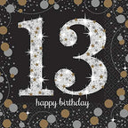 Amscan 5018731 Sparkling Celebration 13 Beverage Napkins, Multi Color