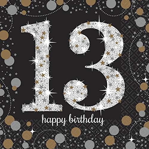 Amscan 5018731 Sparkling Celebration 13 Beverage Napkins, Multi Color