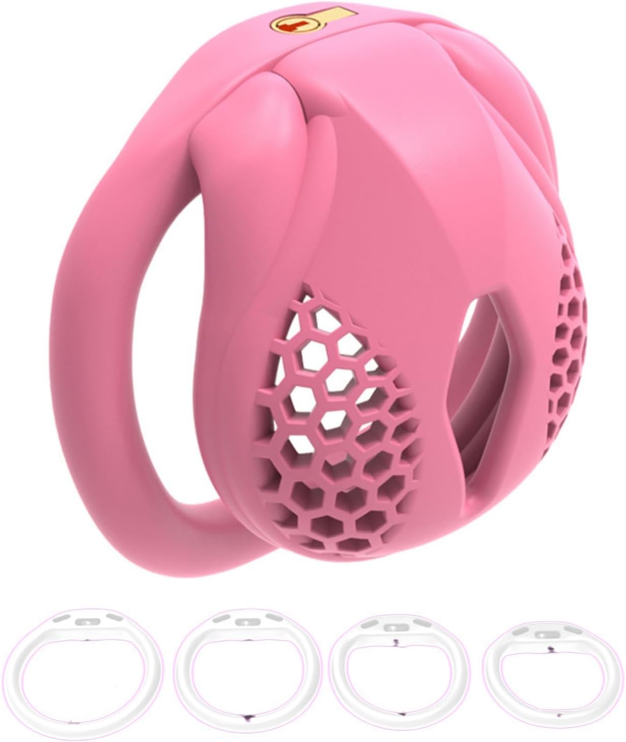 Men's Embedded Honeycomb Protective Cage, Ventilated and Breathable, Black and Pink, 4 Sizes-USZA033 (Pink, Nub)