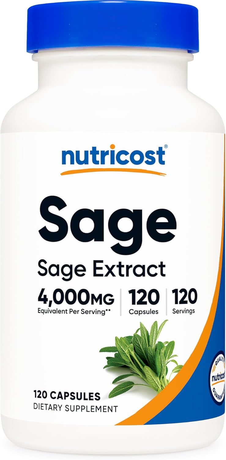 Nutricost Sage Extract 120 Capsules for 120 Servings Per Bottle - Vegan, GMO-Free and Gluten-Free Supplement