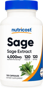 Nutricost Sage Extract 120 Capsules for 120 Servings Per Bottle - Vegan, GMO-Free and Gluten-Free Supplement