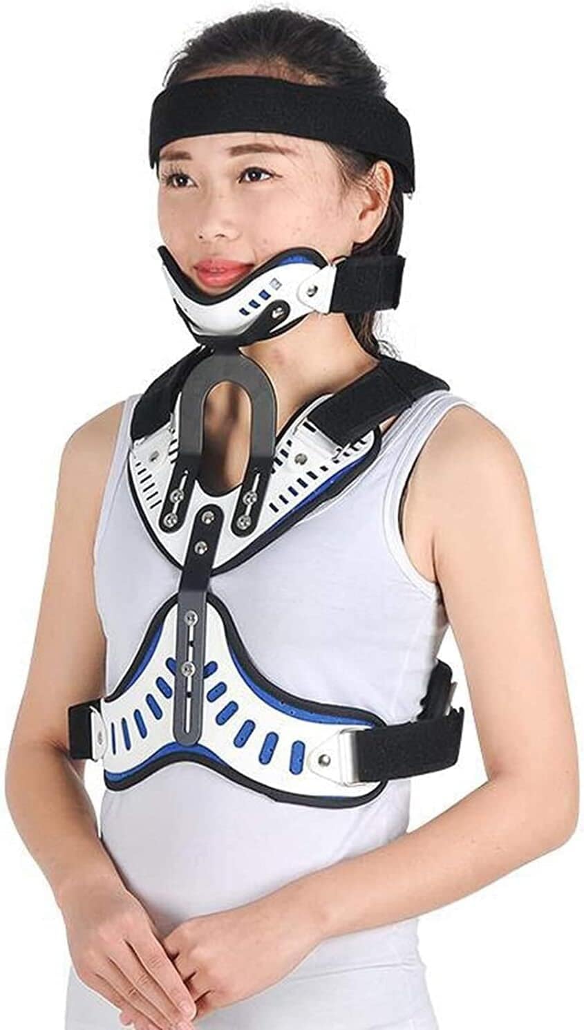 TIST Cervical Thoracic Orthosis,Adjustable Head Neck Chest Thoracic Halo Brace Fracture Fixation Cervical Vertebra Rehabilitation Support for Post Trauma