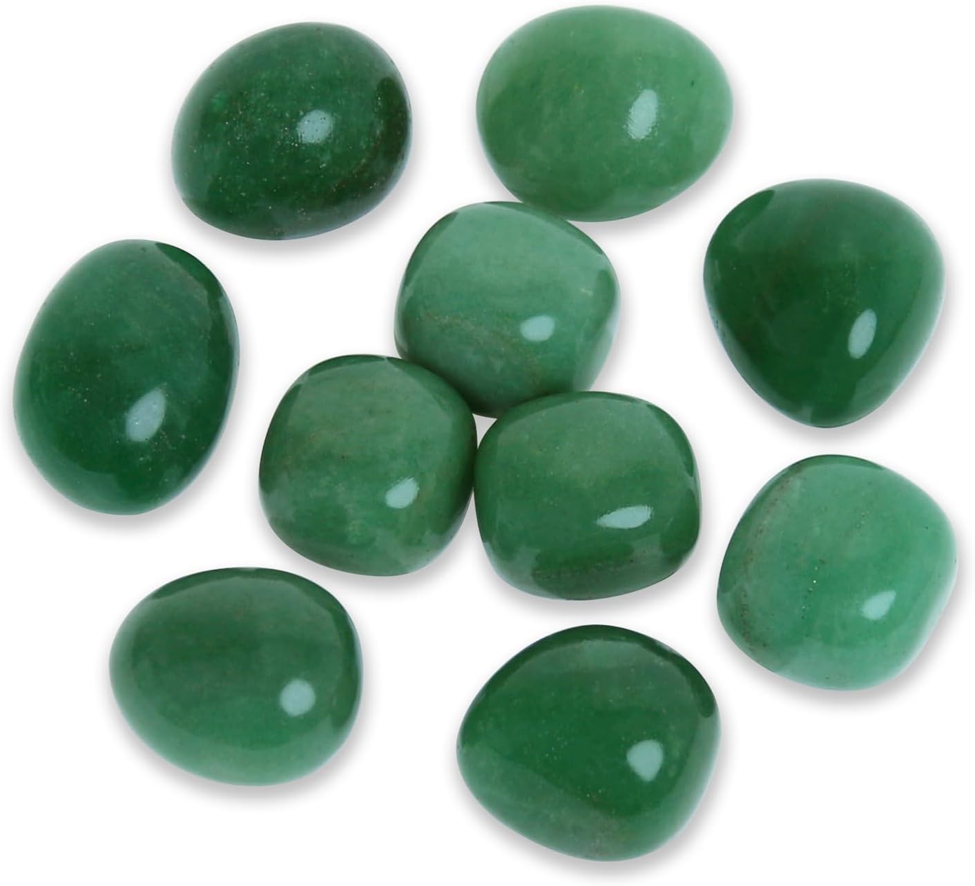 Brazilian Tumbled Polished Natural Green Aventurine Crystals, Crystals and Healing Stones Quartz Bulk for Wicca, Reiki, Healing Energy, Chakra Stones, Witchcraft Supplies(10 Pcs)