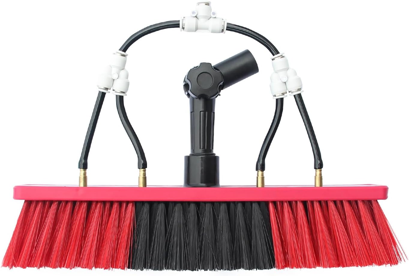 Water Fed Brush Head for High Window/Solar Panel Cleaning,Water Flow Through Brush Accessory with Angle Adapter Compatible with Acme/Euro Thread(Without Pole) (Brush-350)
