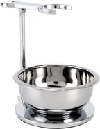 SANWA Deluxe Heavyweight Shaving Brush Razor Stand with Unbreakable Stainless Steel Shaving Bowl Set,Compatible with Gillette Fusion and Double Edge Safety Razor,Cartridge Razor