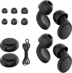 Jayine 2 Pairs Ear Plugs for Sleeping, Soft Full Silicone Ear Plugs for Noise Reduction 25dB, Reusable Hearing Protection Earplugs for Concert, Focus, Noise Sensitivity, 8 Ear Tips in S/M/L - Black