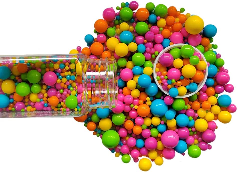 Edible Rainbow Sugar Pearls Candy Sprinkles 120G/ 4.23Ounce Baking Cake Sprinkles Cupcake and Cake Topper Cookie Decorations Wedding Party Valentines Halloween Christmas Supplies
