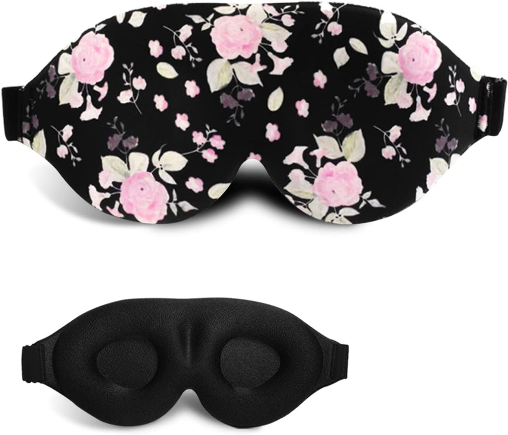 3D Sleep Mask, 100% Blackout 3D Contoured Sleep Eye Mask, Comfortable & Super Soft Sleeping Mask with Adjustable Straps for Women, Men, Sleeping Travel Yoga Naps (Peony Flower - Pack of 1)