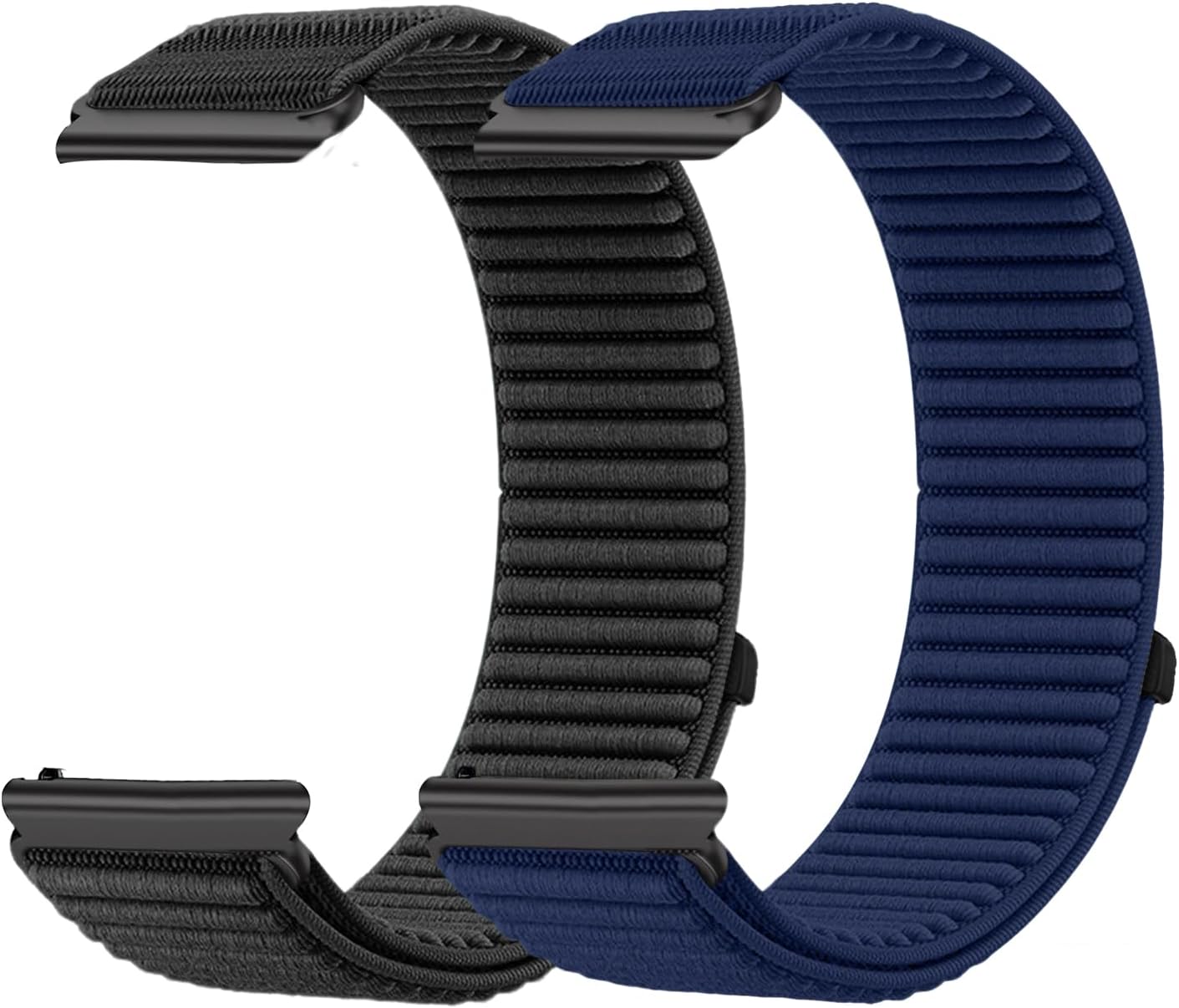 Harikiri 2 Pack Braided Nylon Watch Straps, Multiple Widths Available 18mm 19mm 20mm 22mm Quick Release Adjustable Elastic Nylon Watch Straps Replacement Wristband For 150 mm to 240 mm