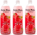 [Pack of 3] [Free Measuring Spoon] Mogu Mogu Juice with Nata De Coco - 33.8 Fl Oz Large Family Size (Strawberry), 320 ml