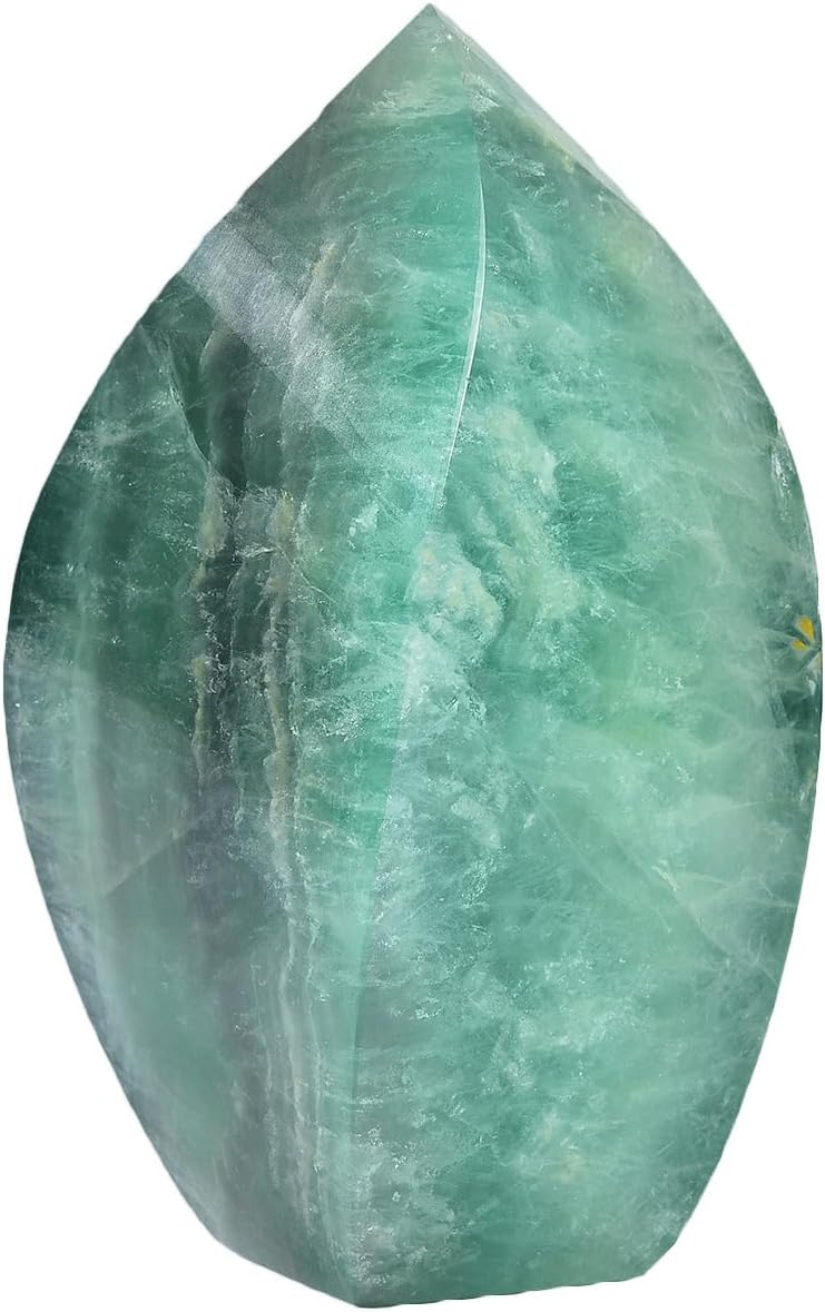 JIC Gem Green Fluorite Crystal Natural Healing Crystal Point Large 4 Sides Tower Fluorite Stone Energy Gemstone Home Decor 1.1-1.7 Lbs