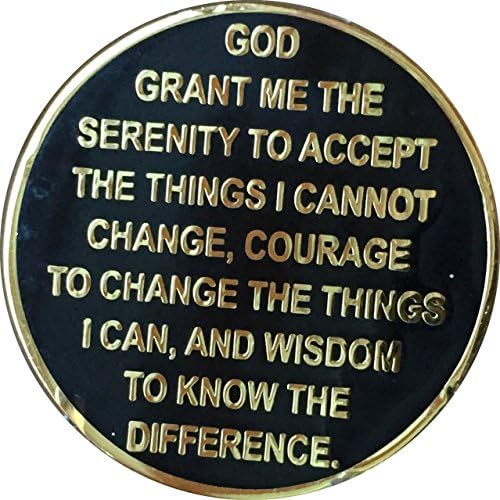 RecoveryChip 46 Year Elegant Black Gold Silver Bi-Plate AA Medallion Serenity Prayer Chip