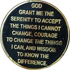 RecoveryChip 46 Year Elegant Black Gold Silver Bi-Plate AA Medallion Serenity Prayer Chip
