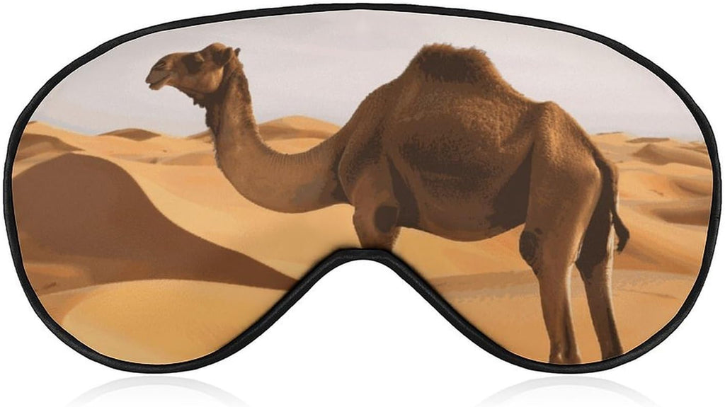 Desert Sand Camel Travel Eye Mask Blackout Eye Mask for Sleeping Airplane Eyemask with Adjustable Strap Sleep Masks for Women Men Soft Night Blindfold Eyemask