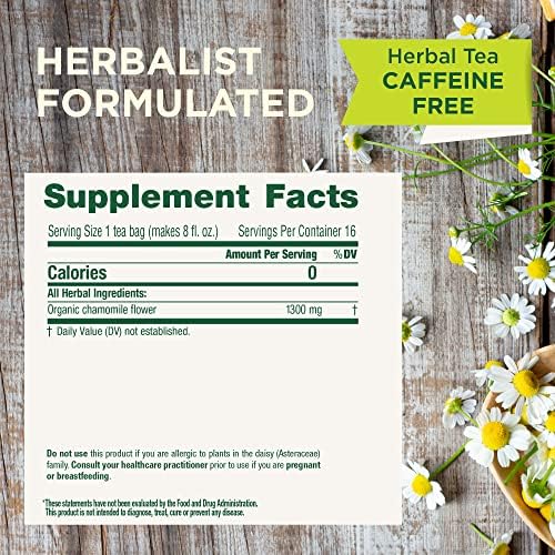 Traditional Medicinals Organic, Chamomile Tea - Supports Stress Relief and Relaxation - Kosher, Non-GMO, Caffeine-Free, Compostable - 16 Tea Bags