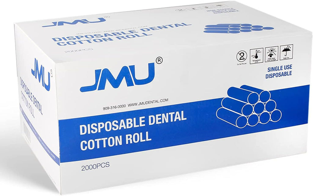 JMU 2000 Pcs Dental Cotton Rolls #2, 1.5'' Rolled Cotton Non-Sterile High Absorbent Cotton Rolls Nosebleed Stopper