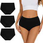 Incontinence Underwear for Women High Absorbency Period Panties Ladies Leakproof Protective Menstrual Postpartum Bladder Control Washable Cotton Briefs Black Multipack Plus Size