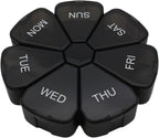 7 Day Weekly Pill Round Organizer, ShysTech Large Pill Case Pill Box 1 Time A Day for Pills/Medication/Supplements/Vitamin (Black)