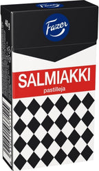 4 Boxes x 40g of Fazer Salmiakki - Original Finnish Salty Liquorice - Salmiak - Pastilles - Dragees - Drops - Candies - Sweets