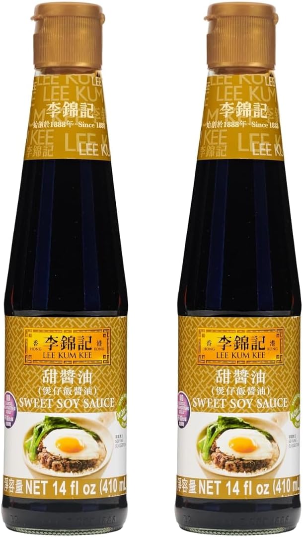 Lee Kum Kee Sweet Soy Sauce (14 oz - 2 Pack), Vegan, Non-GM Soybeans, No Artifical Preservatives - Perfect for Clay Pot Rice, Stir-Fry Noodles, Dumplings, Dips, & Rice Rolls