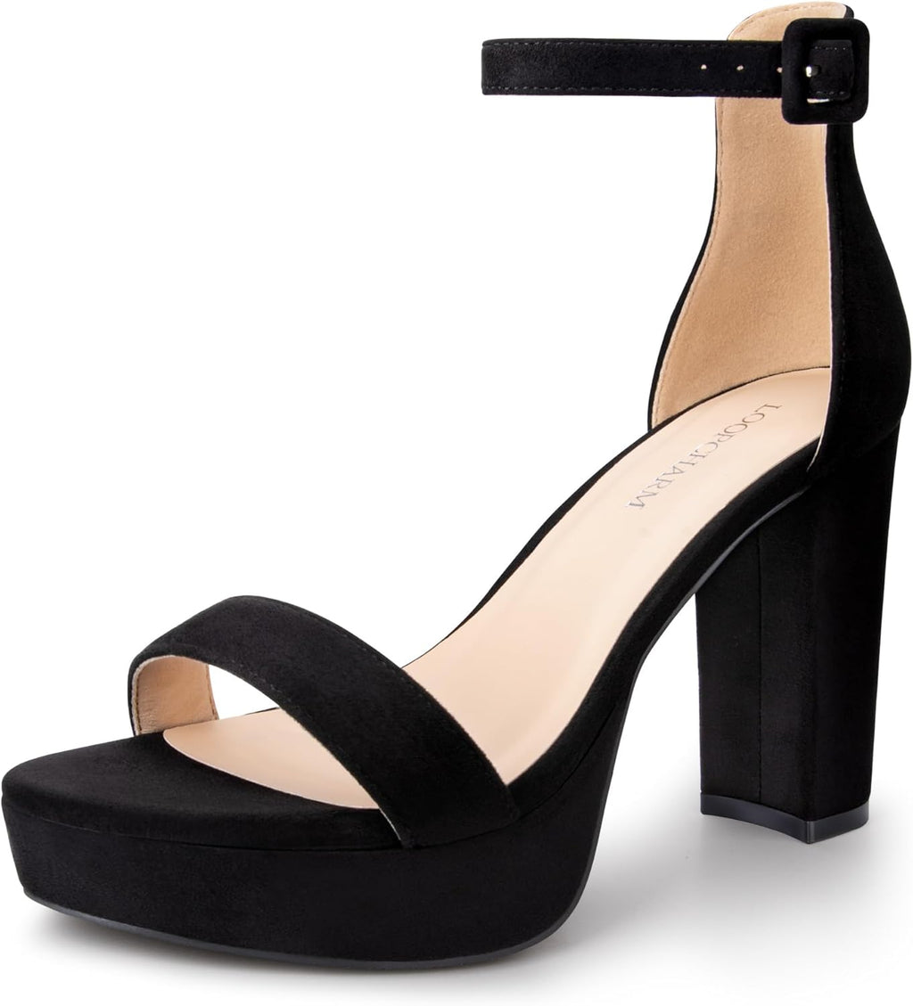 Women’s Chunky Platform Heels 4 Inch Block Heeled Sandals Comfortable Open Toe Strappy Dress Shoes with Ankle Strap for Wedding Party Prom & Evening Outfits
