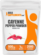 BulkSupplements.com Cayenne Pepper 40000 HU Powder - Capsaicin Supplements, Cayenne Pepper Powder - Vegan & Gluten Free, 500mg per Serving, 1kg (2.2 lbs) (Pack of 1)